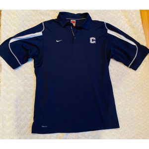 NIKE  Fit Dry UCONN University of Connecticut Huskies Polo Navy Shirt Sz Medium
